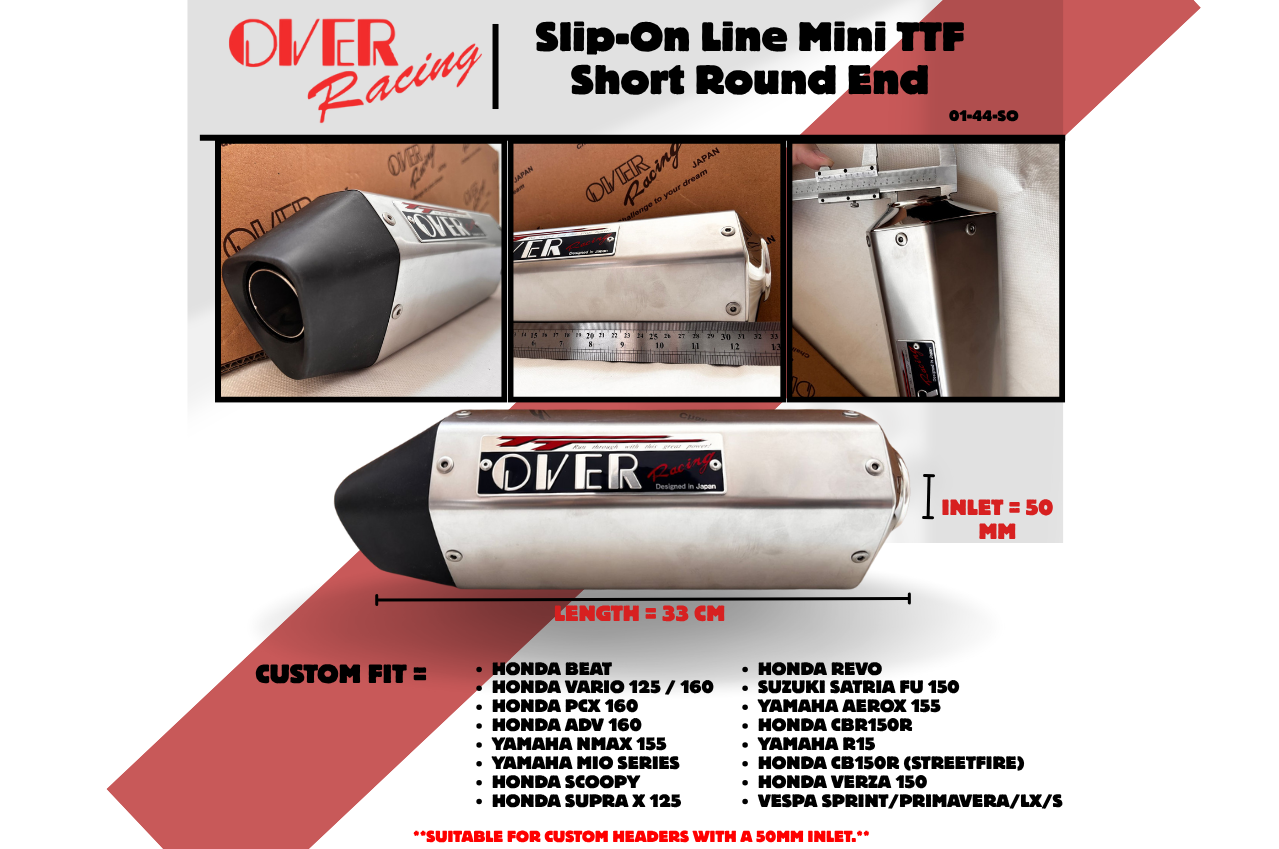 Over Racing - Slip On Line Mini TTF Short Round End - Universal - 01-44-SO