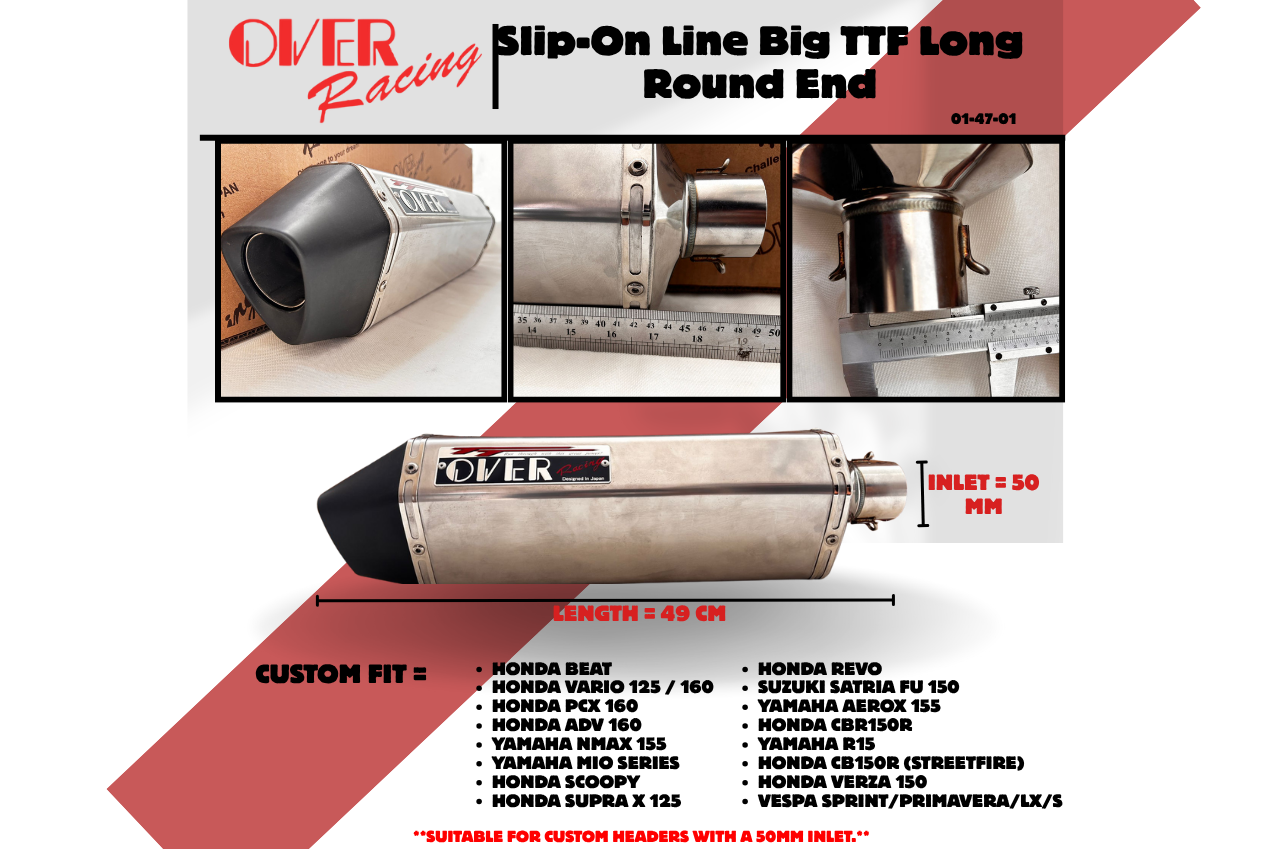 Over Racing - Slip On Line Big TTF Long Round End - Universal - 01-47-SO