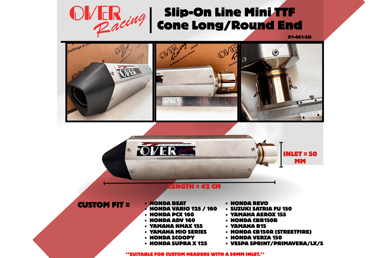 Over Racing - Slip On Line Mini TTF Cone long / Round End  - Universal - 01-461-SO